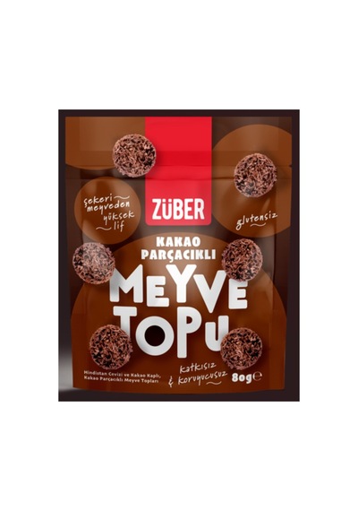Züber Kakao Parçacıklı Meyve Topu 80 G - 8 Adet Tarı