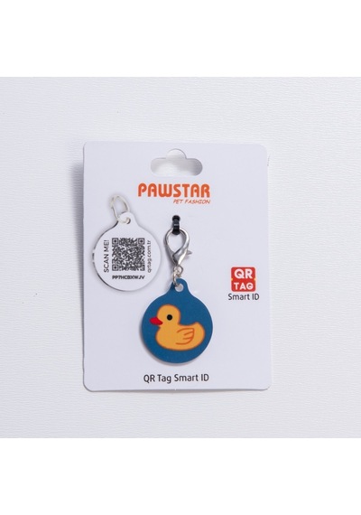 Ducks Desenli Qr Tag Evcil Hayvan Künyesi İsimlik Pet Tag Köpek Künyesi Kedi Künyesi Qr Kodlu Künye Mavi