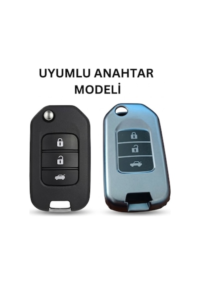 Honda Fc5/h-rv/c-rv Uyumlu Silikon Oto Anahtar Kumanda Kabı Kılıf Gri