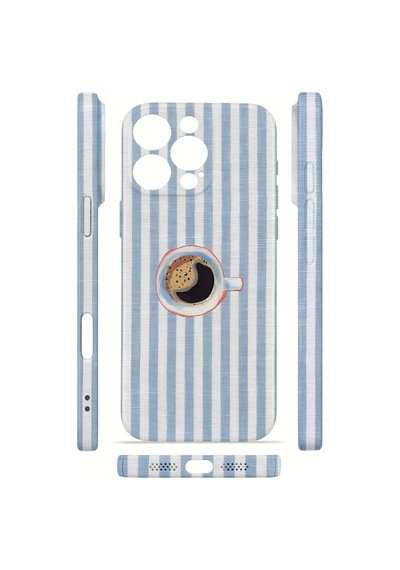 Apple iPhone Uyumlu 16 Pro Vorian İnce Kamera Korumalı Mika Kılıf Morning Coffee Stripe Morning Coffee Stripe Mika