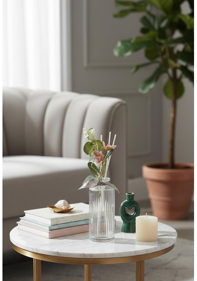 Cam Vazoda Çiçekli Oda Kokusu Seti 23 Cm Çubuklu Oda Kokusu White Jasmine - Micro