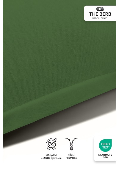 The Berb 2'li Penye Yastık Kılıfı Seti %100 Pamuk 50 X 70 Fermuarlı Haki Yeşil