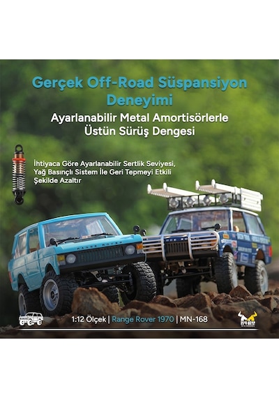Mn Model Mn168 1/12 Range Rover Classic 1970 4wd Crawler Offroad Uzaktan Kumandalı Araba Arazi Aracı Rc Model Car Truck Rtr Açık Mavi Mn-168 +dahili Işık Seti
