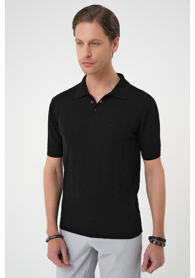 Efor Comfort Fit Polo Yaka Pamuklu Kısa Kol Casual Siyah Triko Tişört Tr 880 Siyah