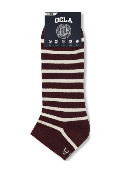 Ucla Lıoren 3'lü Bordo Kısa Jakarlı Pamuk Standard Fit Unisex Çorap