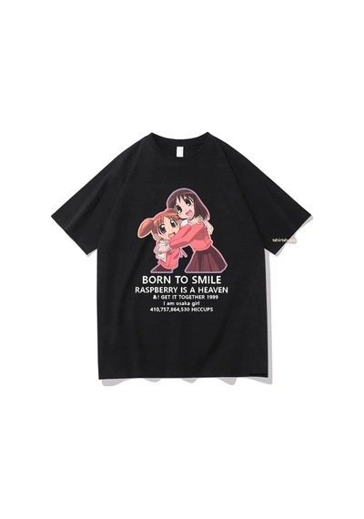 Startmore Beyaz Anime Azumanga Daioh Gülümseme Doğdu Tshirt Komik Harajuku Unisex Vintage Siyah