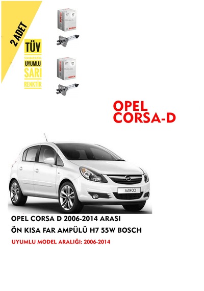 Opel Corsa D 2006-2014 Arası Ön Kısa Far Ampülü 2 Adet Sarı Ren