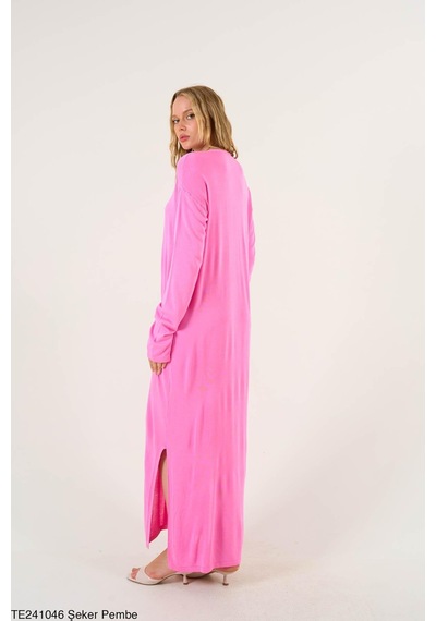 Butik Belvita Düz Düğmeli Elbise Pembe