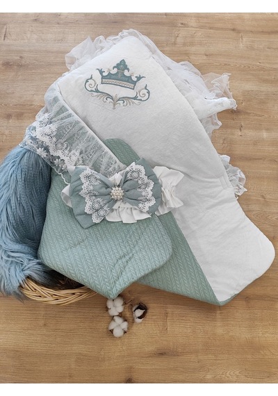Triko Örg Haki Bebek Kundağı Unisex Bebek Dış Kundak Battaniyesi Hastane Çıkışı Kundak Battaniye Mint