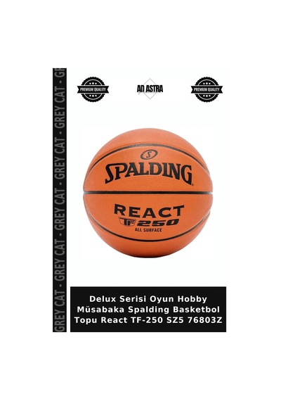 Delux Serisi Oyun Hobby Müsabaka Spalding Basketbol Topu React Tf-250 Sz5 76803z