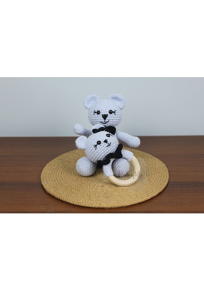 Aley Life Amigurumi Organik Ayıcık Bebek Ve Çıngırak Diş Kaşıyıcı