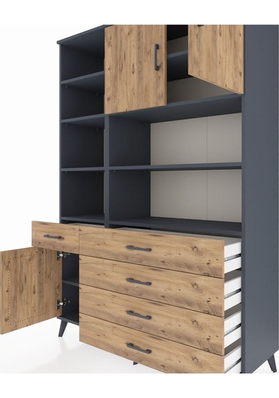 Hyperion Dolap 9 Raflı 5 Çekmeceli 3 Kapaklı 132x44x195 Antrasit-çam/çam Atlas Çam/atlas Çam Hyperion Dolap 9 Raflı 5 Çekmeceli 3 Kapaklı 132x44x195 Antrasit-çam/çam Atlas Çam/atlas Çam