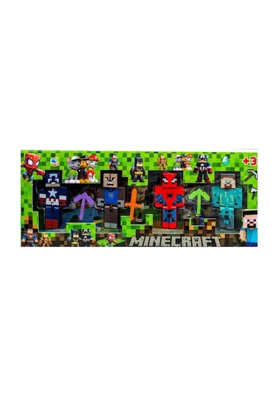 Kaptan Amerika Spiderman Minecraft 4 Karakter 3 Aksesuar 7 Parça Çocuk Figür Oyun Seti