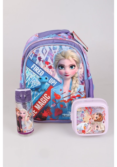 Dekomus Lisanslı Elsa Frozen Salto Ice Magıc "okul Çantası,beslenme Kabı Ve 500 Ml Trıtan Matara Okul Seti Altın