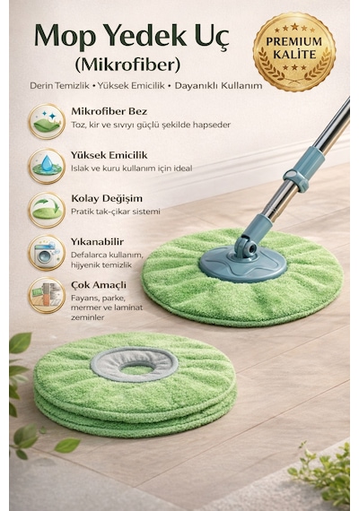 2katlı Mikrofiber Başlık Döner Moplar İçin