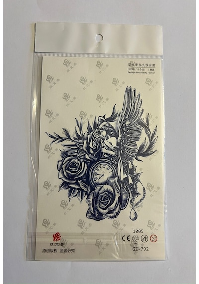 Melek Gül 18x11 Cm 1 Ay Kalıcı Geçici Dövme Yapıştırma Dövme