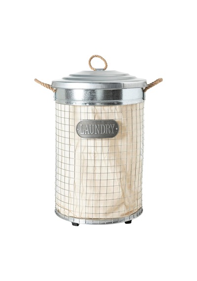 Rıver Kapaklı Metal Çamaşır Sepeti 37x57 Cm Sku: Smg8690010237606 Açık Ahşap