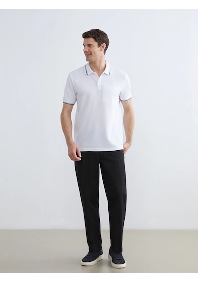 LC Waikiki Lcwaıkıkı Classic Beyaz Polo Yaka Erkek Dokulu Tişört Buxe Whıte