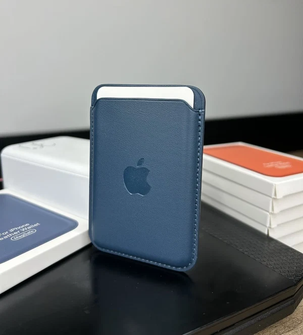 Magsafe Deri Cüzdan Kartlık Tüm Modellerle Uyumlu - Bordo Gece Mavisi