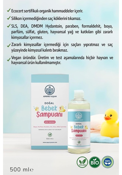 Doğal Bebek Şampuanı 500 Ml