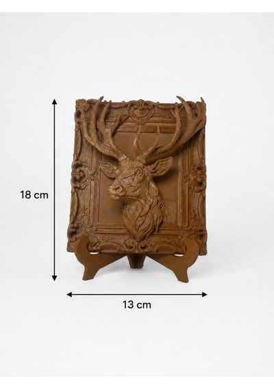 Geyik Figürlü Kabartmalı Dekoratif Çerçeve Obje Ev, Ofis Dekorasyonu Masaüstü Dekoru 13 X 18 Cm