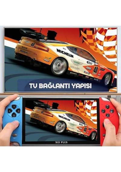 X12 Plus 7'inç Uyumlu Lcd Hd Ekran Tv Out 10000+ Oyunlu Arcade Retro Oyun Konsolu