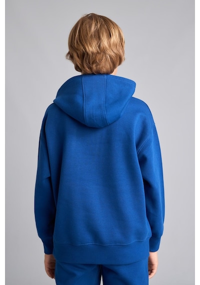 Defacto Regular Fit Kapüşonlu Baskılı Kanguru Cepli Kalın Kumaş Sweatshirt Erkek Çocuk H9682a826wnbe842 Mavi-be842