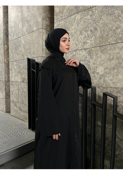 Şakika Kadın Jawhara Abaya Ferace & Şal - Standart Beden & Farklı Boy Siyah