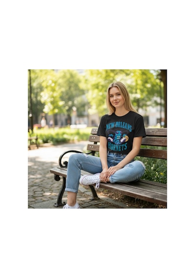 Urbantrendstore Unisex New Orleans Hornets Oversize Fit Rahat Geniş Salaş T-shirt Günlük Tişört Siyah