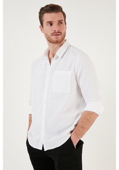 Buratti Pamuklu Regular Fit Tek Cepli Erkek Gömlek Cf24S128229 Beyaz