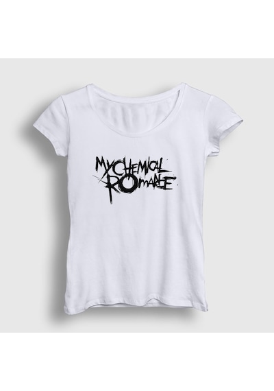 Presmono Kadın Logo My Chemical Romance T-shirt Beyaz