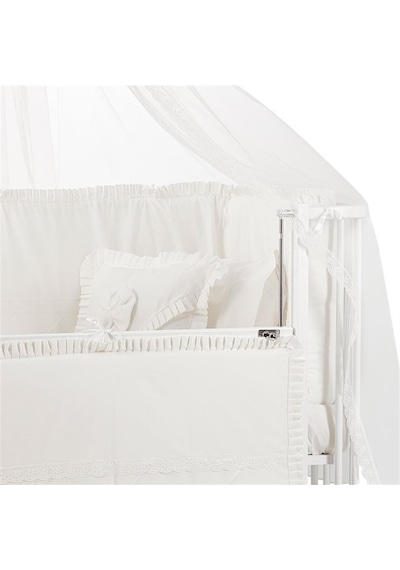 Meltem Kids Bambino Sallanır Ahşap Anne Yanı Beşik 70x110 cm (beyaz-ekru) Ekru