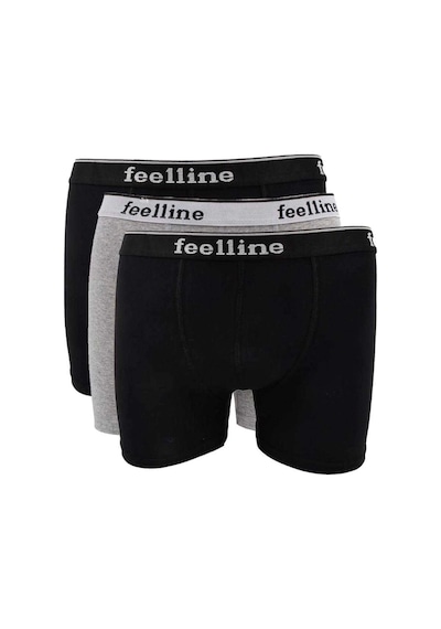 3 Adet Feelline Siyah Ve Gri Pamuklu Doğal Likralı Erkek Boxer Çok Renkli