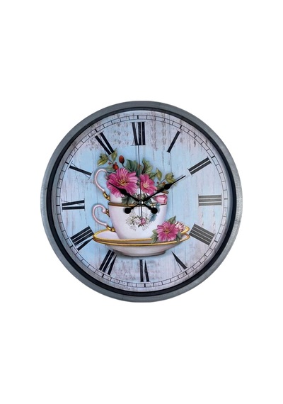 Gri Flower Cup 36 Cm Duvar Saati 11