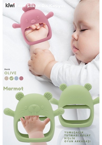 Kiwi Marmot Tutması Kolay  Diş Kaşıyıcı Alman Tasarım Dark Pink Olive