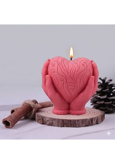 Dekoratif Avuç İçi Kalp Silikon Kalıp 9x8x6 Cm