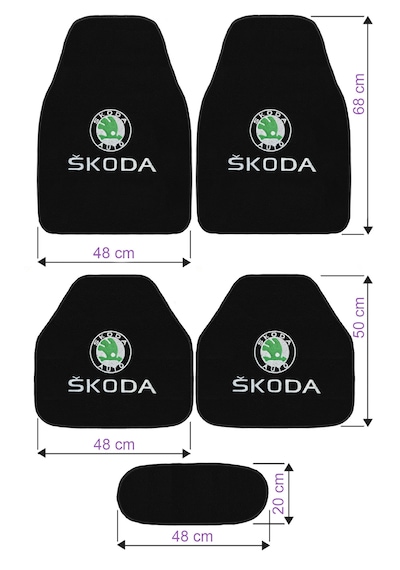 Skoda Uyumlu Nakış İşlemeli 5 Li Oto Halı Paspas Seti