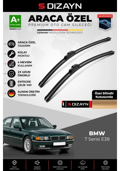 S-dizayn Bmw 7 Serisi E38 Ön Cam Silecek Seti 1994-2001 Premium Araca Özel 60-60 Cm A+ Kalite Aocs-1