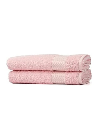 Minerva %100 Doğal Pamuklu 2'li Havlu Seti Pembe Beyaz