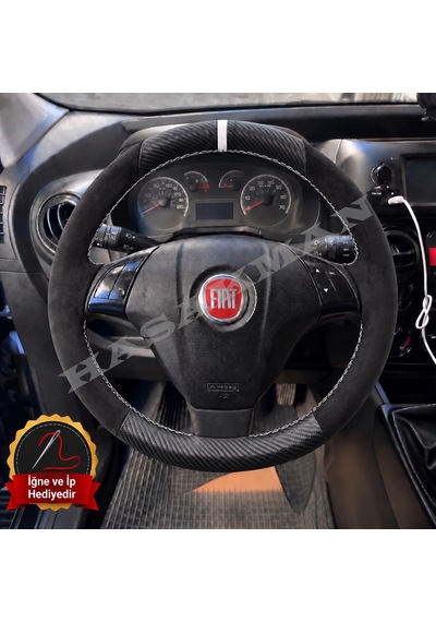 Fiat Strada Dikme Direksiyon Kılıfı Alcantara Süet Mat Karbon Beyaz Yüzük Ve Dikiş 2012-2016