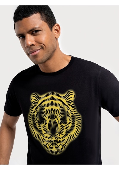 Regular Fit Erkek Tshirt K.kol Black&yellow