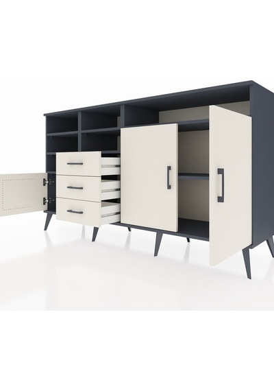 Hyperion Konsol 7 Raflı 3 Çekmeceli 3 Kapaklı 176x44x99 Antrasit- Antrasit-aytaşı Hyperion Konsol 7 Raflı 3 Çekmeceli 3 Kapaklı 176x44x99 Antrasit- Antrasit-aytaşı