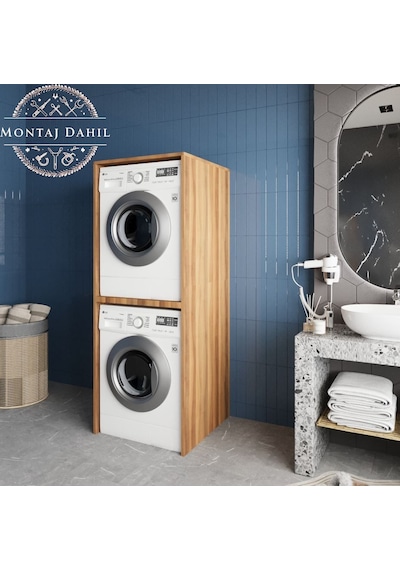 Babil Çamaşır Ve Kurutma Makinesi Dolabı Banyo Dolabı Ceviz Ceviz