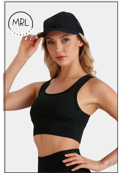 Missmaral Kadın Siyah Sporcu Sütyeni Pedli Likralı Su Sporları Koşu Fitness Dans Sports Bra Siyah