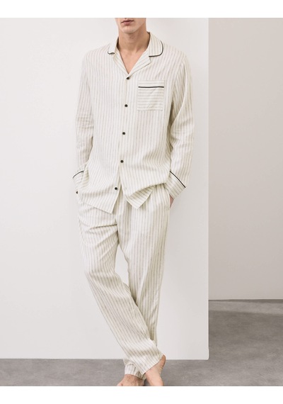 Marks & Spencer Autograph Keten Karışımlı Pijama Altı T07001339a Krem