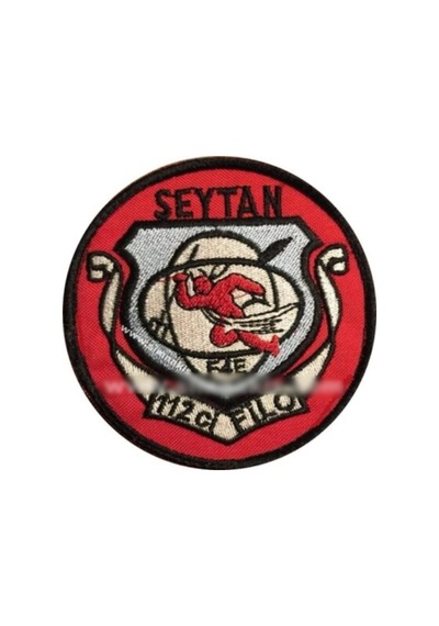 112. Filo Şeytan Nakış Işleme Arma Patch Peç 9×9 Cm Sarı - Siyah