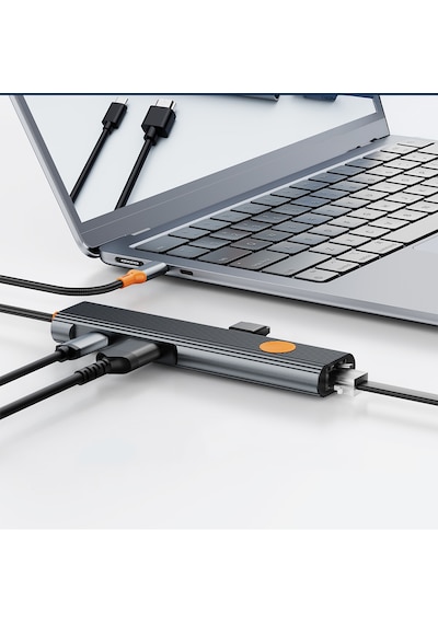 Wiwu Wi-hb005 Travel Serisi 5in1 Hdmı 4k 60hz Rj45 + 100w Pd Type-c Hub Bağlantı İstasyonu Gri