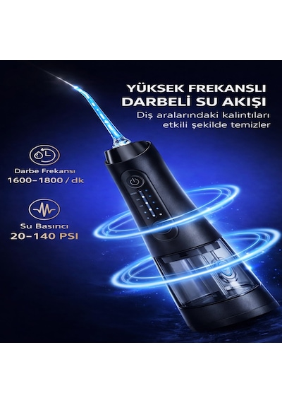 Şarjlı Ağız Duşu 320 Ml Su Hazneli 4 Modlu Ipx7 Su Geçirmez Taşınabilir Oral Irrigator 5 Başlıklı Type-c