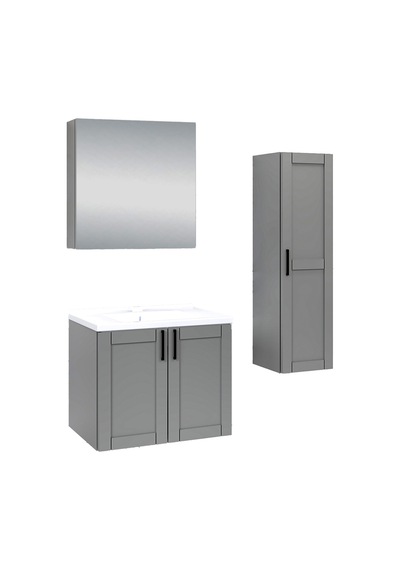 %100 Mdf 65 Cm Riva Banyo Dolabı + 30 Cm Riva Boy Dolabı Beyaz