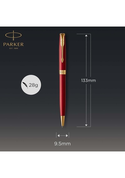 Parker Sonnet Lake Kırmızı Altın Tasarımlı Tükenmez Kalem, Orta K Çok Renkli